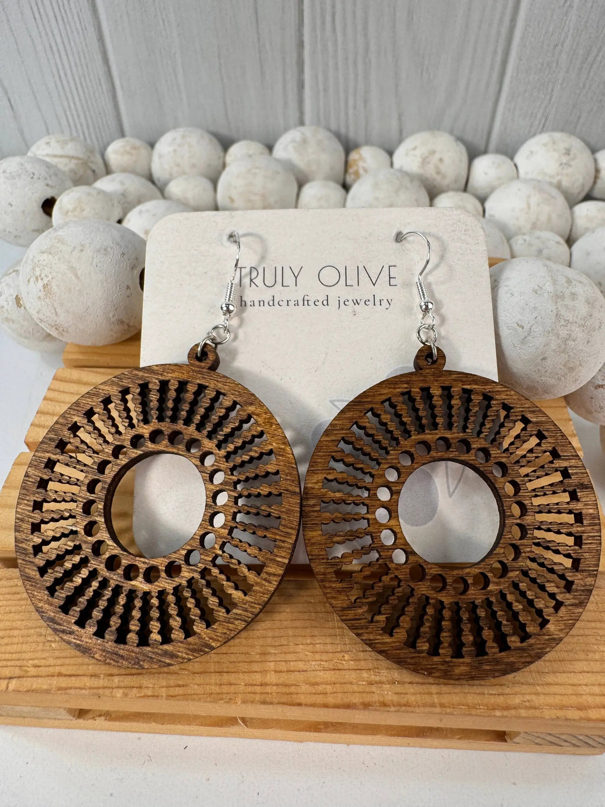 Truly Olive Quality Wood Handcrafted Lightweight Wood Earrings - Earrings Dangle Earrings