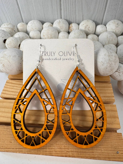 Truly Olive Rustic Wood Earrings - Earrings Dangle Earrings