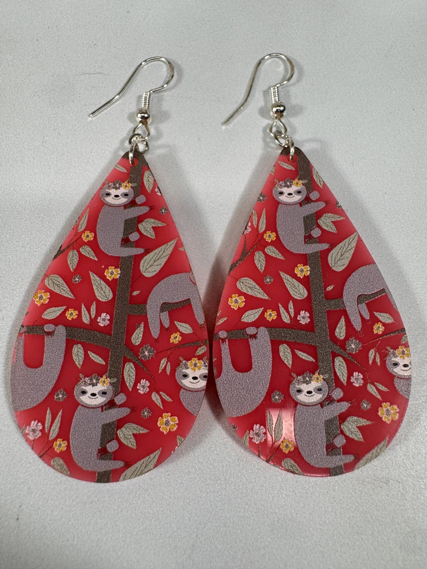 Truly Olive Adorable Pink Acrylic Sloth Earrings - Earrings Dangle Earrings