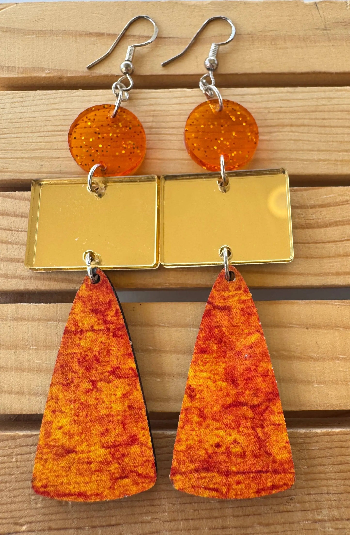 Truly Olive Gold and Orange Fall Dangle Earrings - Earrings Dangle Earrings