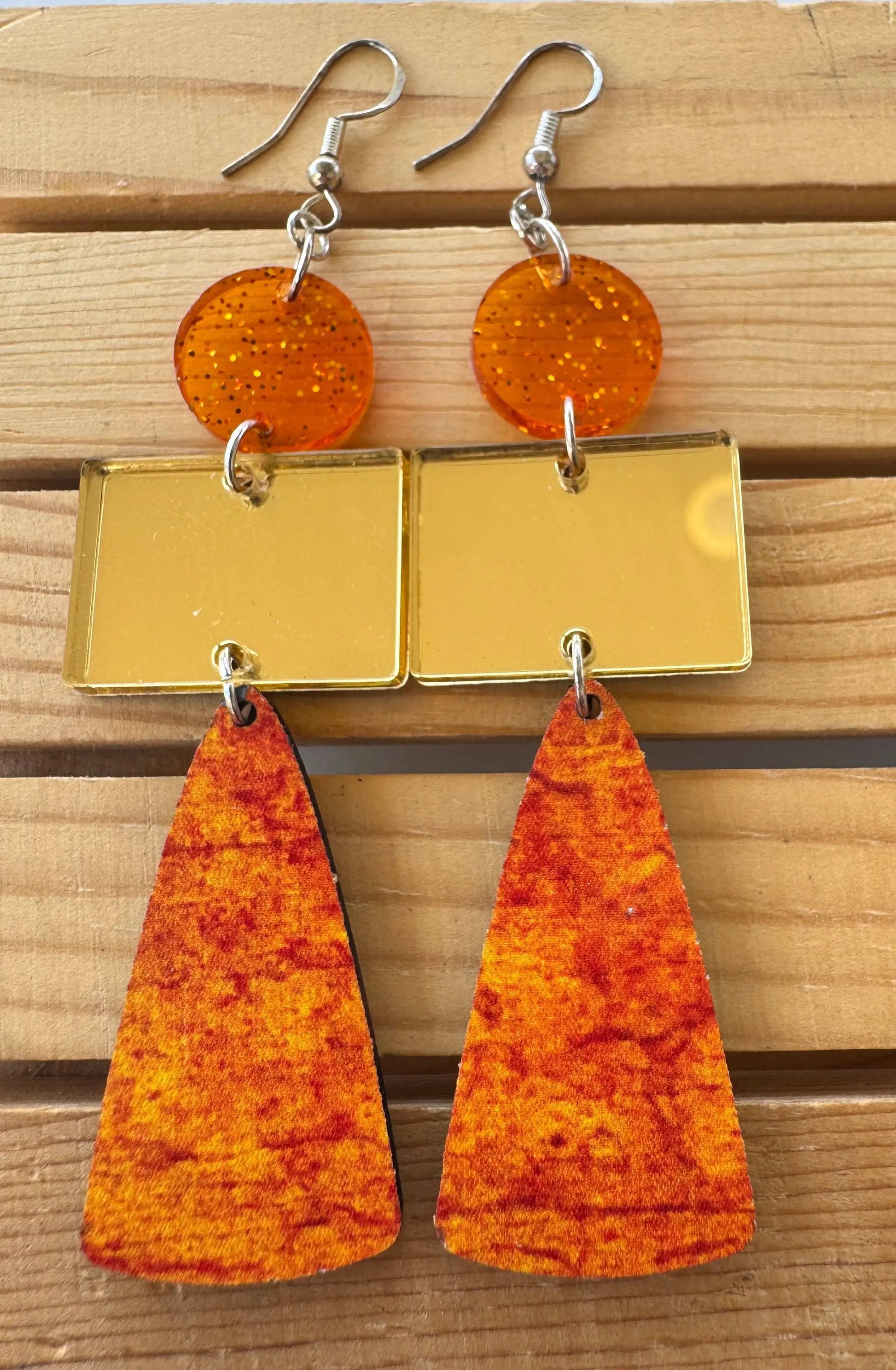 Truly Olive Gold and Orange Fall Dangle Earrings - Earrings Dangle Earrings