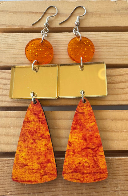 Truly Olive Gold and Orange Fall Dangle Earrings - Earrings Dangle Earrings