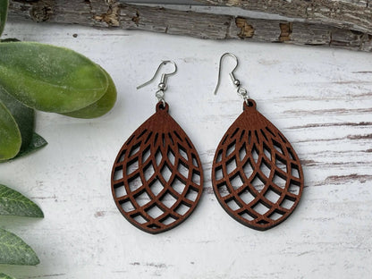 Truly Olive Wood Mandala Earrings Lightweight and Super Comfortable - Earrings Dangle Earrings