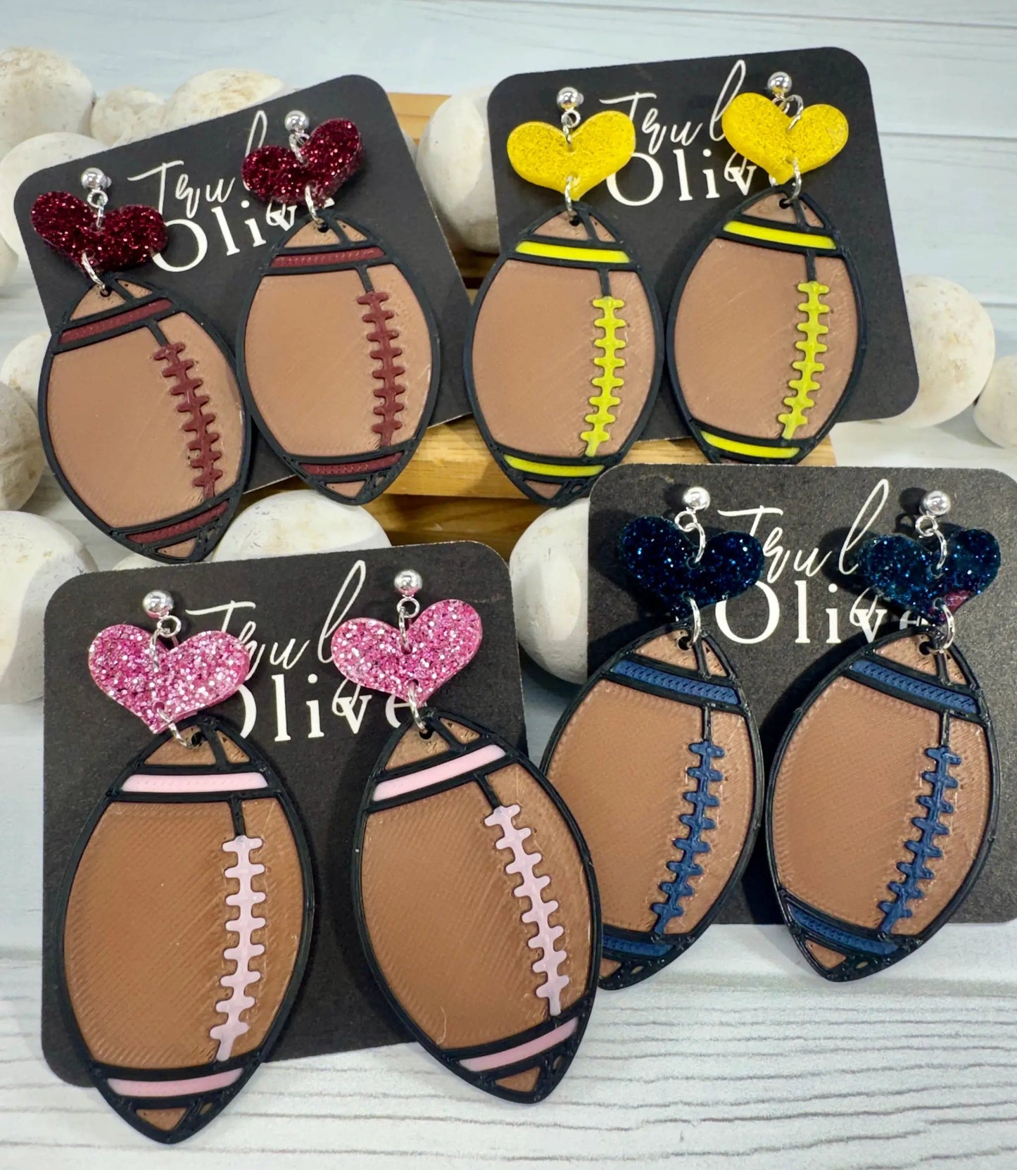 Truly Olive Customizable Football Earrings Choose Your Team Colors Game Day Statement Jewelry 2026 - Earrings Dangle Earrings