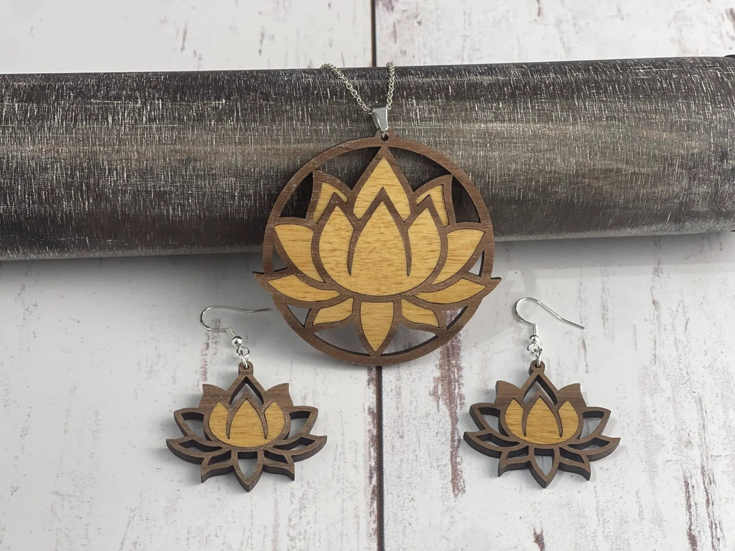 Truly Olive Exquisite Lotus Flower Necklace and Earrings Set - Jewelry Sets Jewelry Set