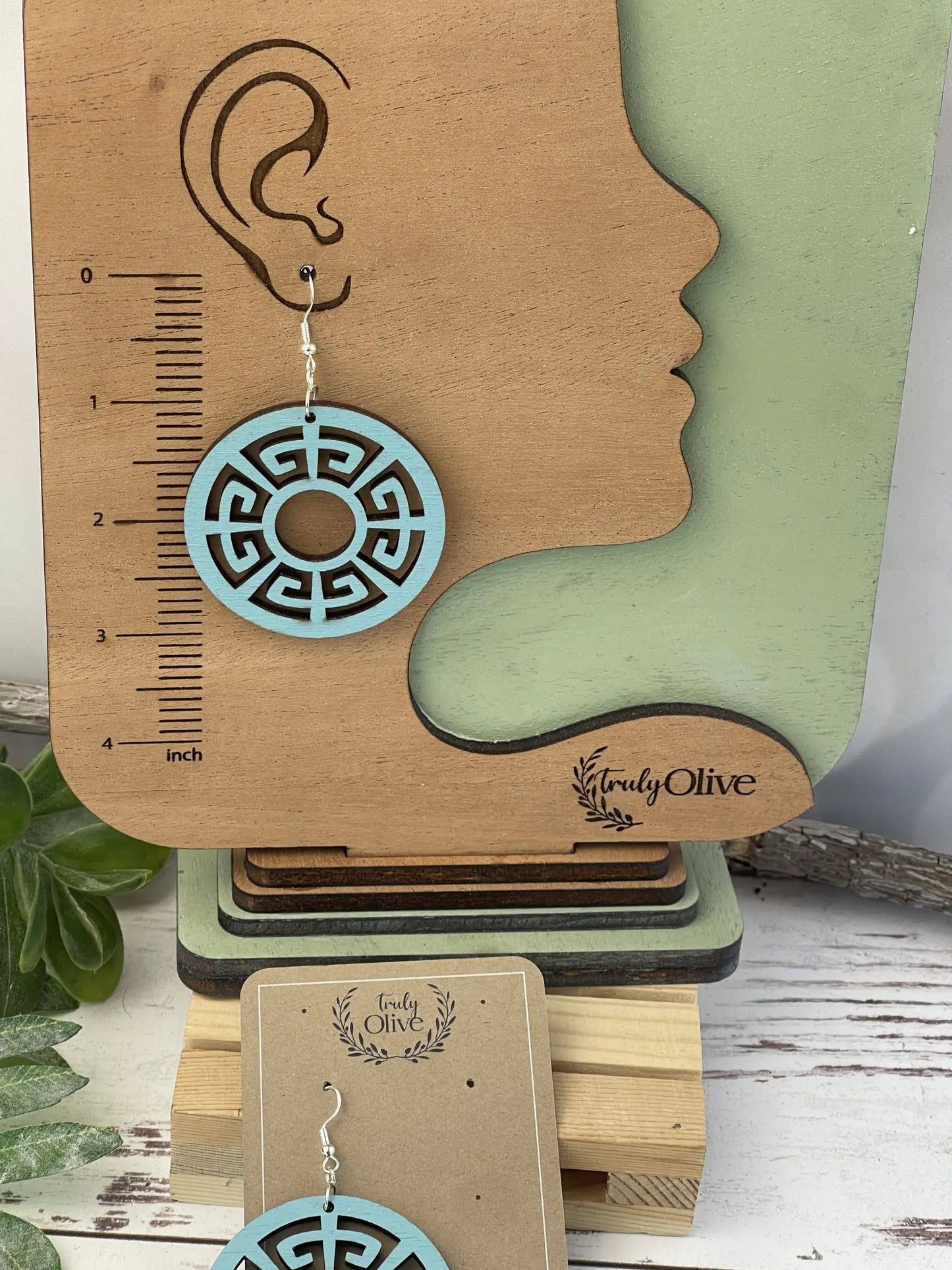 Truly Olive Discover the Exquisite Aura of Ornate Wood Mandala Earrings - Earrings Dangle Earrings