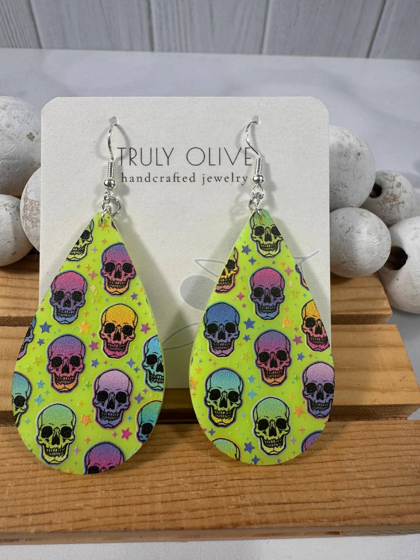 Truly Olive Halloween Skull Pumpkins - Earrings Dangle Earrings