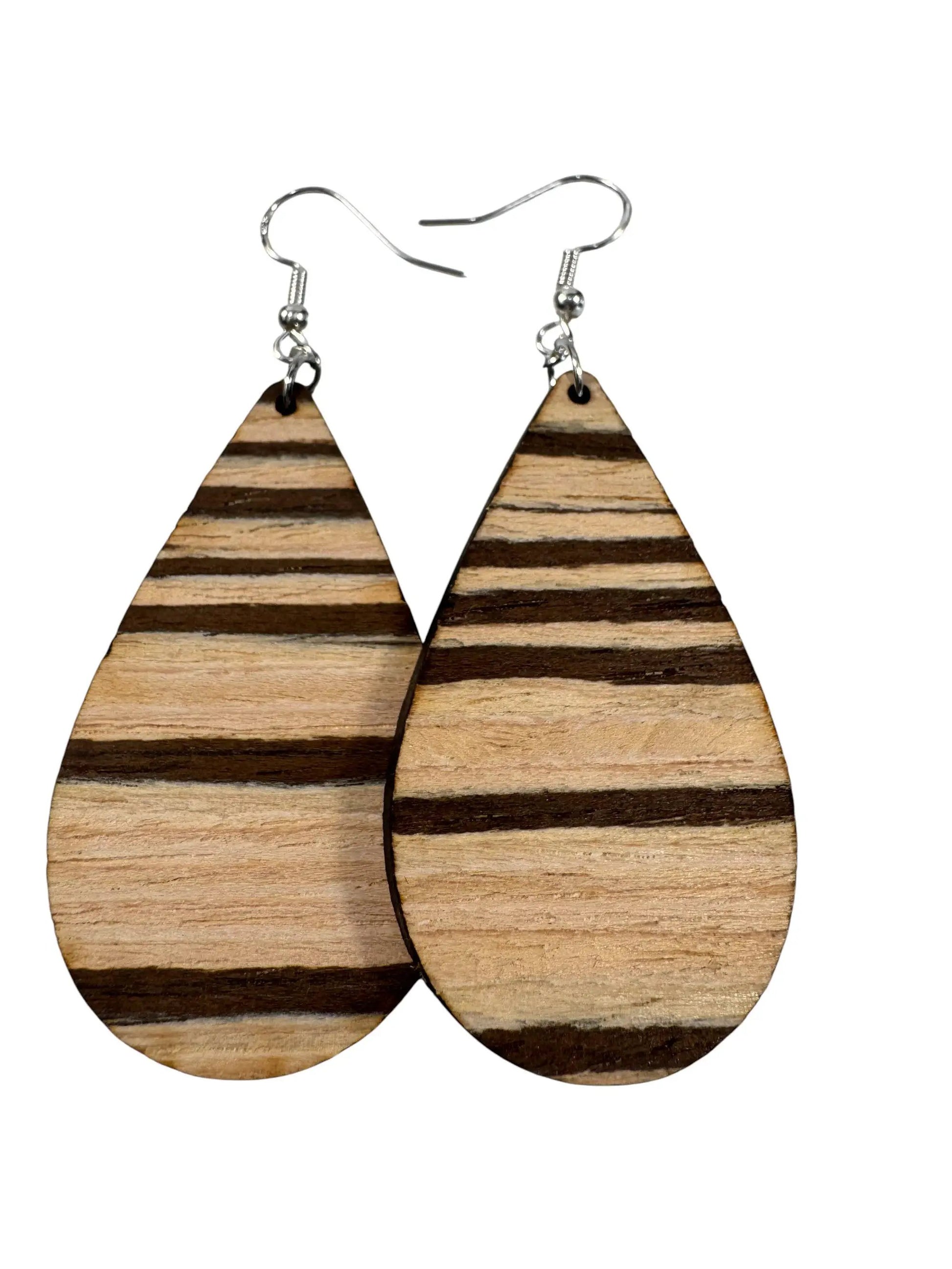 Truly Olive Natural Exotic Brazilian Oak Cafe Collection Wood Earrings - Earrings Hoop Earrings