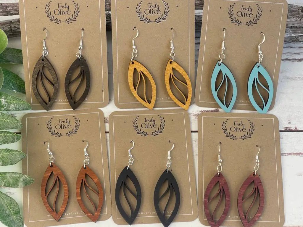 Truly Olive Delicately Crafted Wooden Earrings - Earrings Dangle Earrings