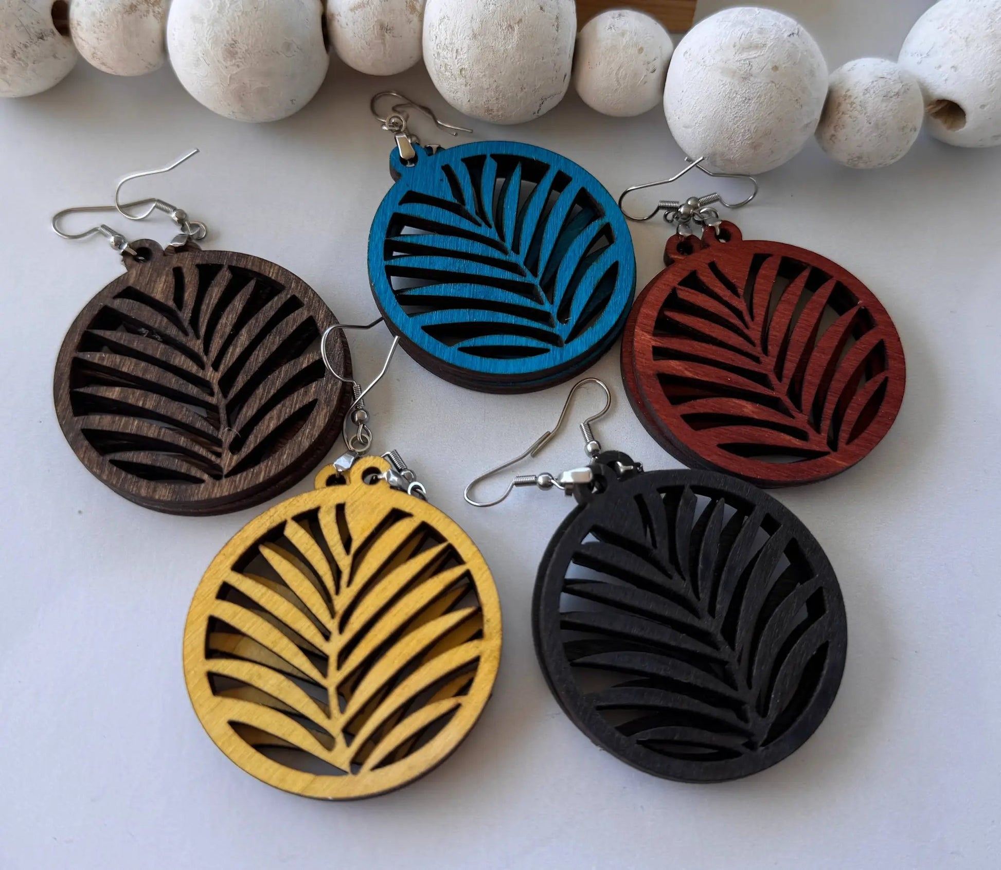 Truly Olive Leaf Shape Wood Dangle Earrings - Earrings Dangle Earrings