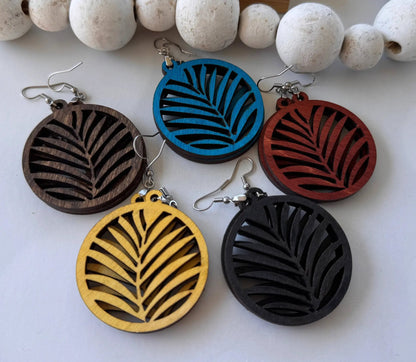 Truly Olive Leaf Shape Wood Dangle Earrings - Earrings Dangle Earrings