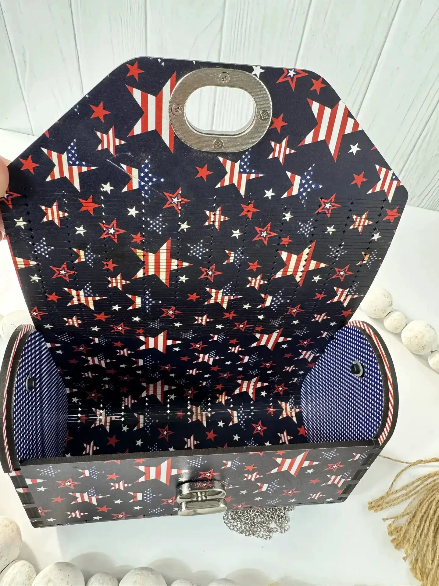 Truly Olive Patriotic-Themed Handbag with Bold Flag-Inspired Pattern For Festivals. - Clutch Bags Clutch Bag - Women's