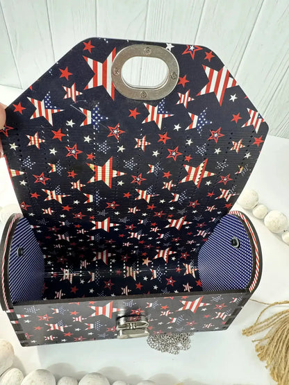 Truly Olive Patriotic-Themed Handbag with Bold Flag-Inspired Pattern For Festivals. - Clutch Bags Clutch Bag - Women's