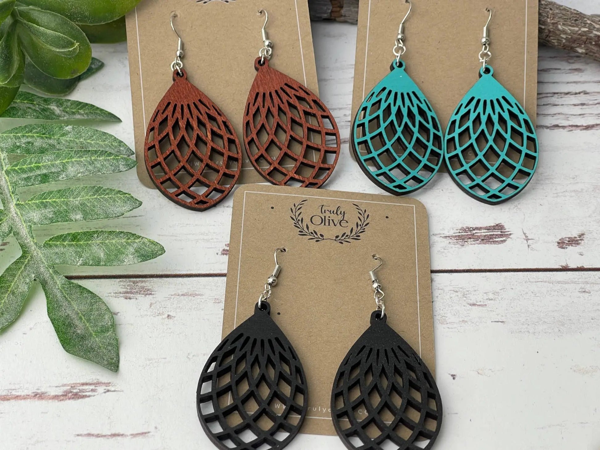 Truly Olive Wood Mandala Earrings Lightweight and Super Comfortable - Earrings Dangle Earrings