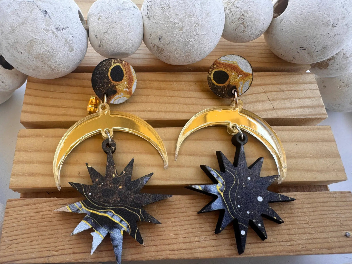Truly Olive Elegant of Moon and Stars Dangle Earrings - Earrings Dangle Earrings