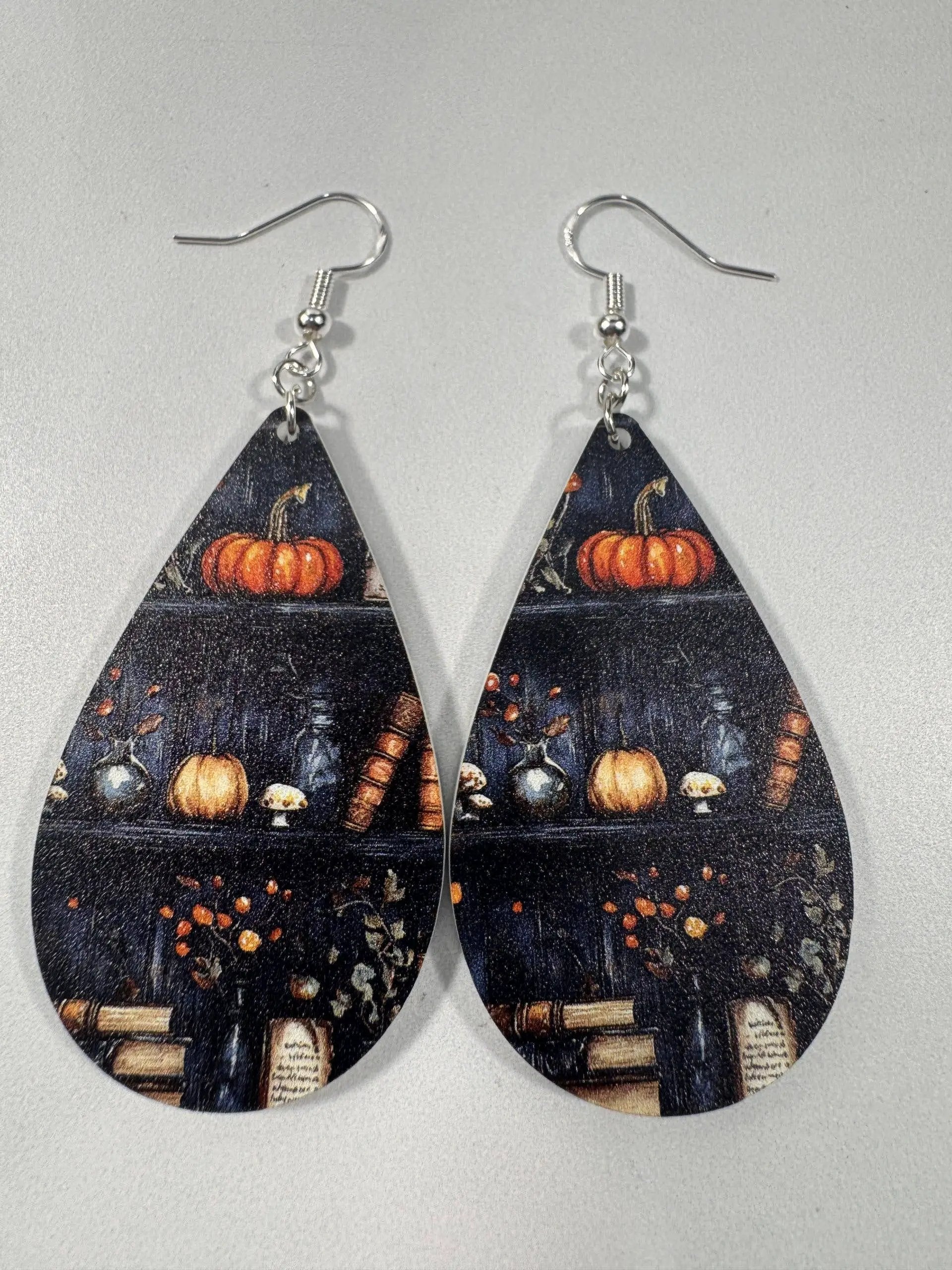 Truly Olive Cute Fall Pumpkin Polk A Dots - Earrings Dangle Earrings