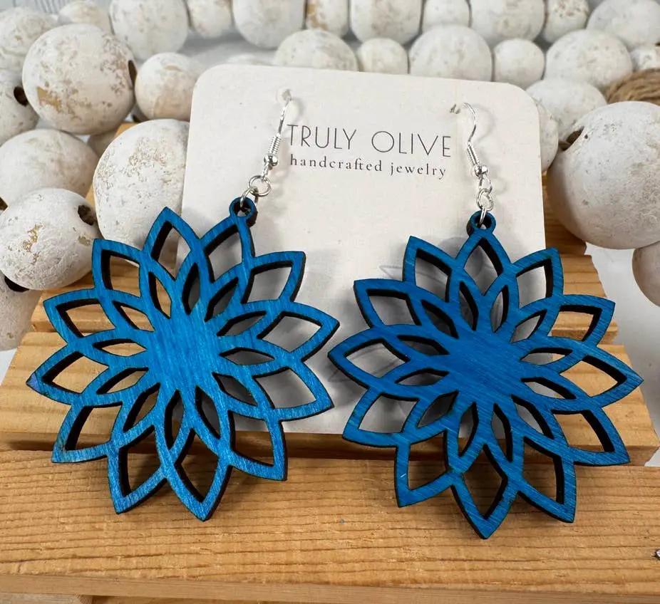 Truly Olive Boho Wooden Earrings - Earrings Dangle Earrings