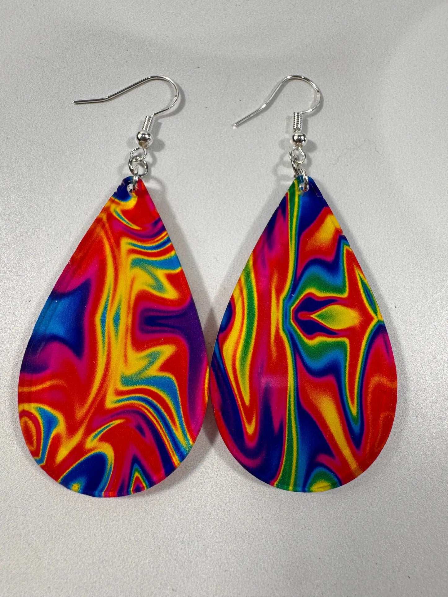 Truly Olive Groovy Swirl Multi Colored Teardrops - Earrings Dangle Earrings