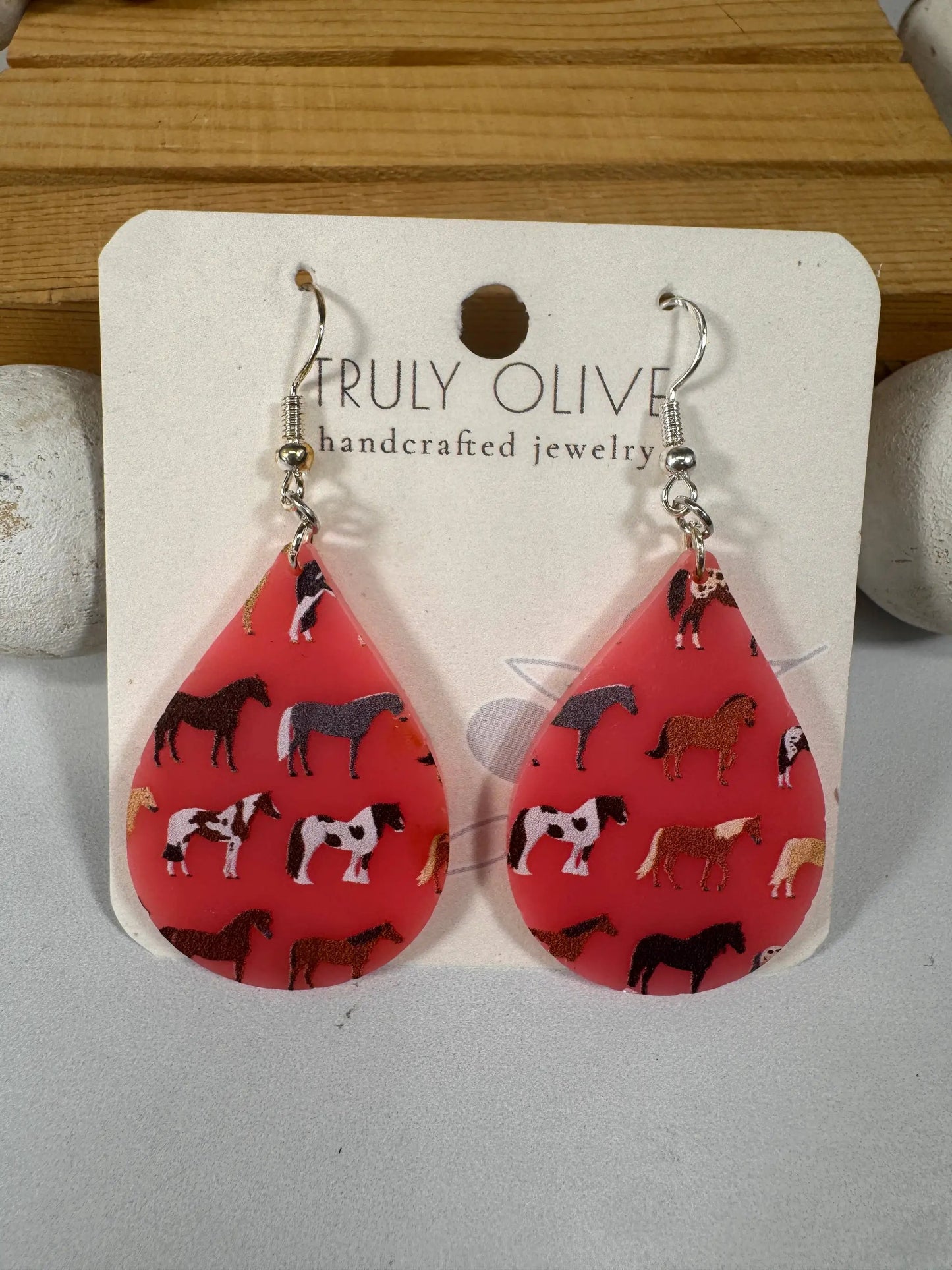 Truly Olive Adorable Acrylic Pink Horse Earrings - Earrings Dangle Earrings