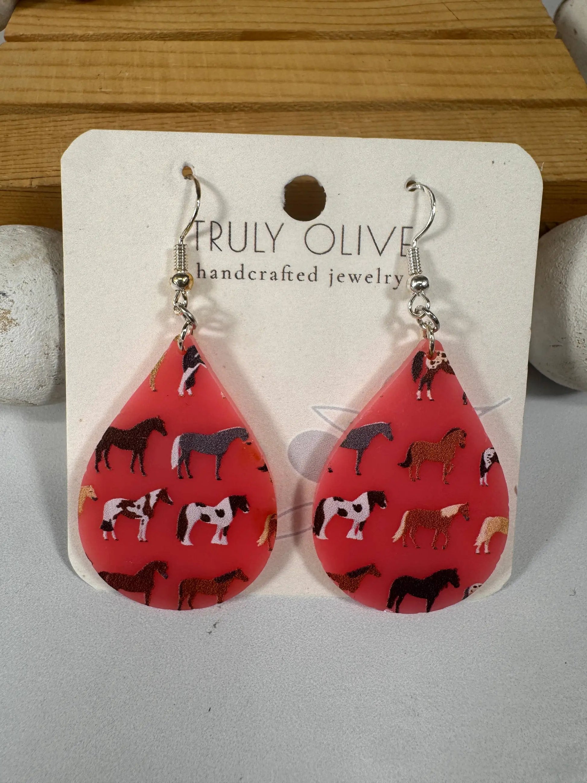 Truly Olive Adorable Acrylic Pink Horse Earrings - Earrings Dangle Earrings