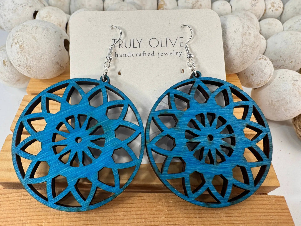 Truly Olive Lightweight Wooden Boho Earrings - Earrings Dangle Earrings
