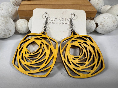 Truly Olive Wood Boho Mandala Earrings - Earrings Dangle Earrings