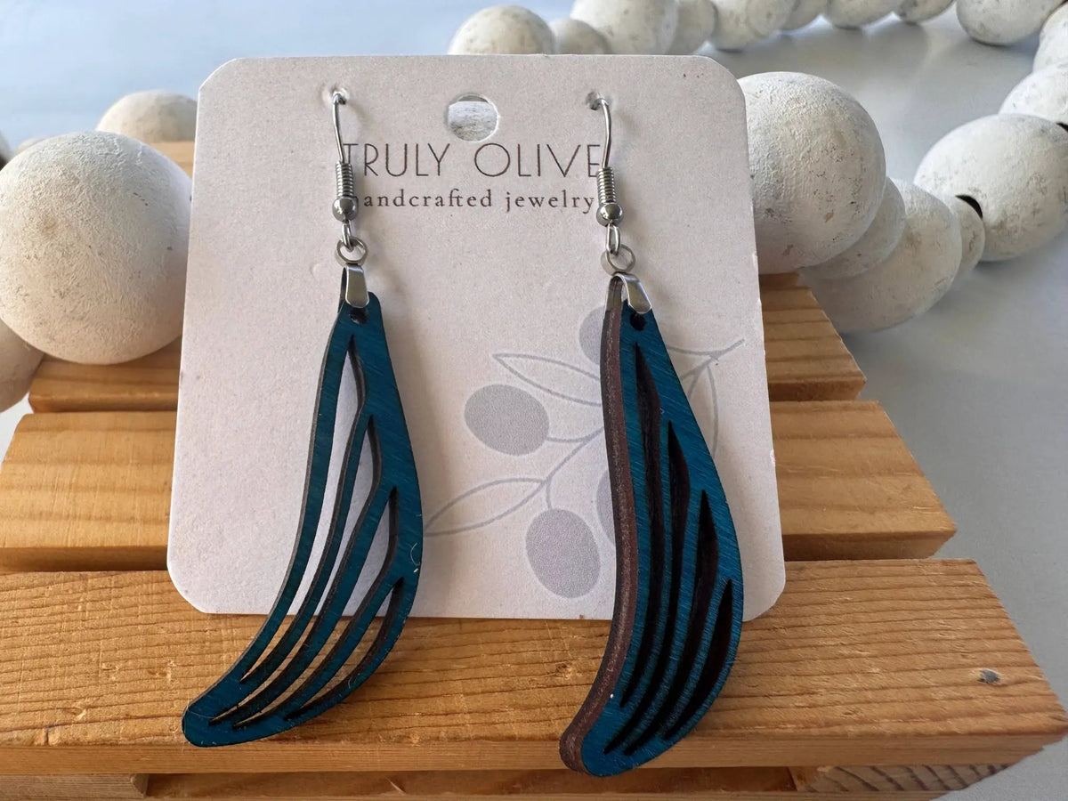Truly Olive Discover the Charm of Geometric Small Wood Dangle Earrings - Earrings Dangle Earrings