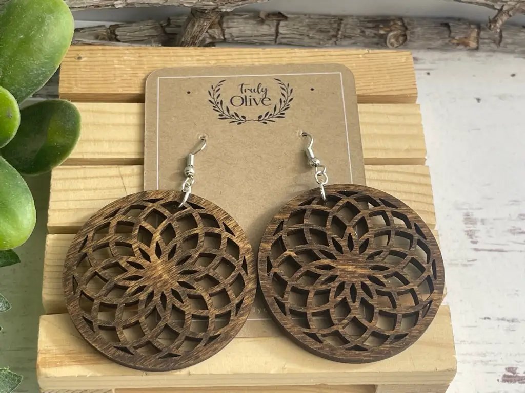 Truly Olive Wooden Boho Earrings All Day Wear - Earrings Dangle Earrings
