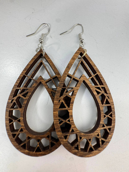Truly Olive Rustic Wood Earrings - Earrings Dangle Earrings