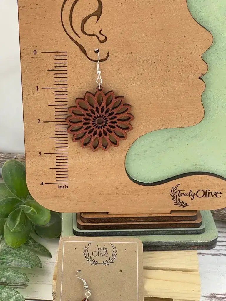 Truly Olive Bohemian Wood Earrings - Earrings Dangle Earrings