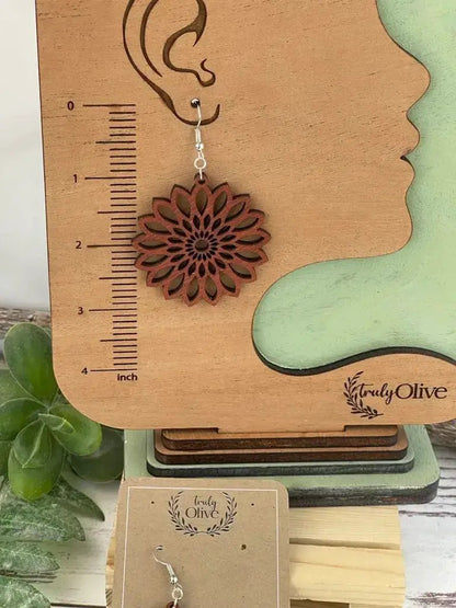 Truly Olive Bohemian Wood Earrings - Earrings Dangle Earrings