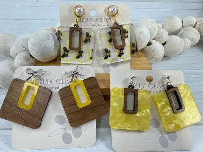 Trulyolive Yellow Bumble Bee Dangle Drop Earrings - Earrings Dangle Earrings