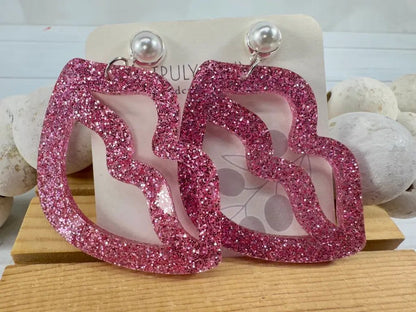 Trulyolive Hot Pink and Light Pink Lip and Heart Earrings - Earrings Dangle Earrings