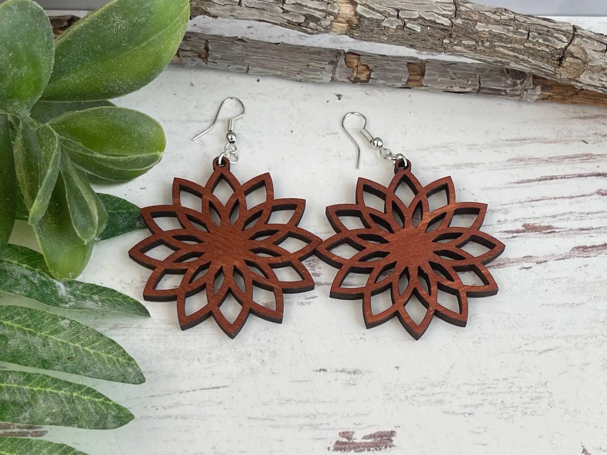 Truly Olive Boho Wooden Earrings - Earrings Dangle Earrings