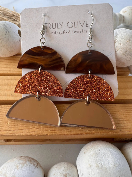 Truly Olive Gorgeous Brown and Rose Gold Dangle Earrings - Earrings Dangle Earrings