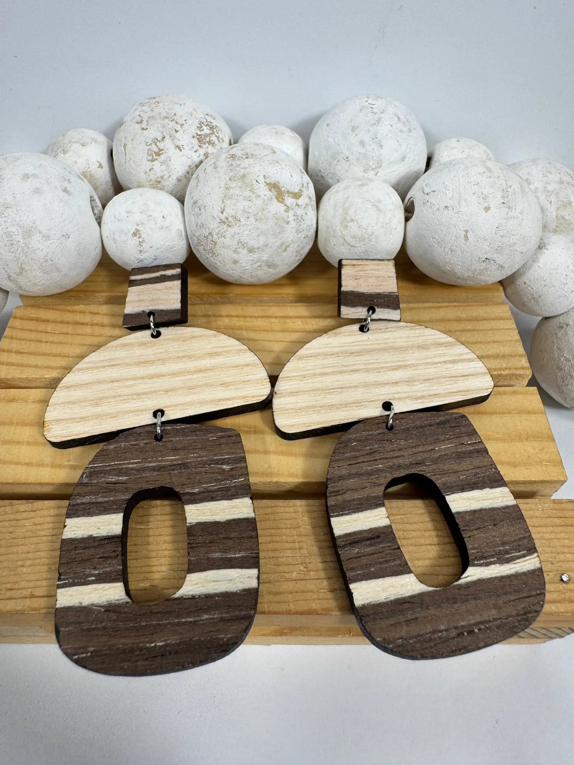 Truly Olive Cafe Mocha Chai Wooden Earrings - Earrings Dangle Earrings