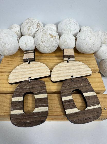 Truly Olive Cafe Mocha Chai Wooden Earrings - Earrings Dangle Earrings