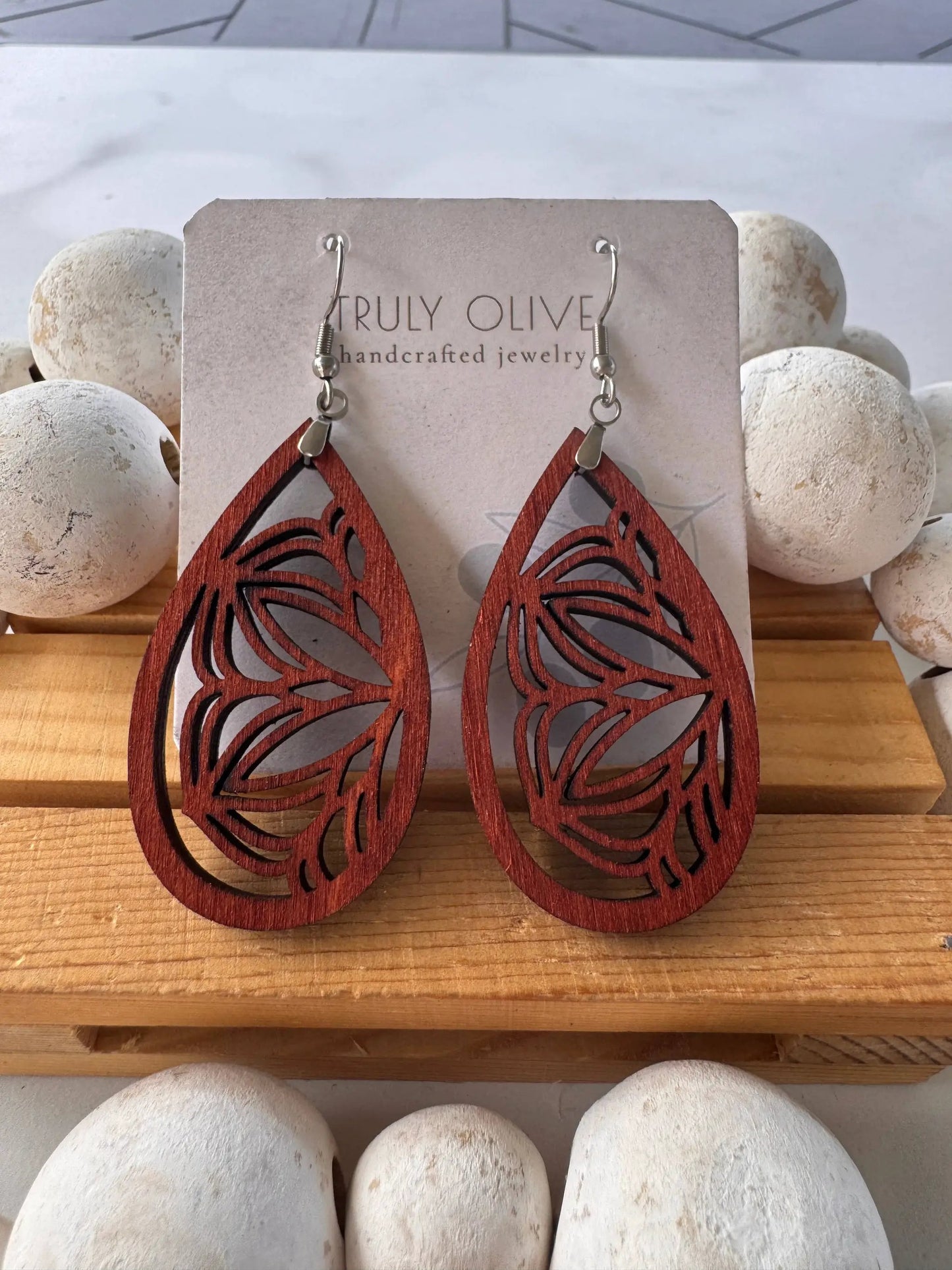 Truly Olive Natural Filigree Earrings - Earrings Dangle Earrings