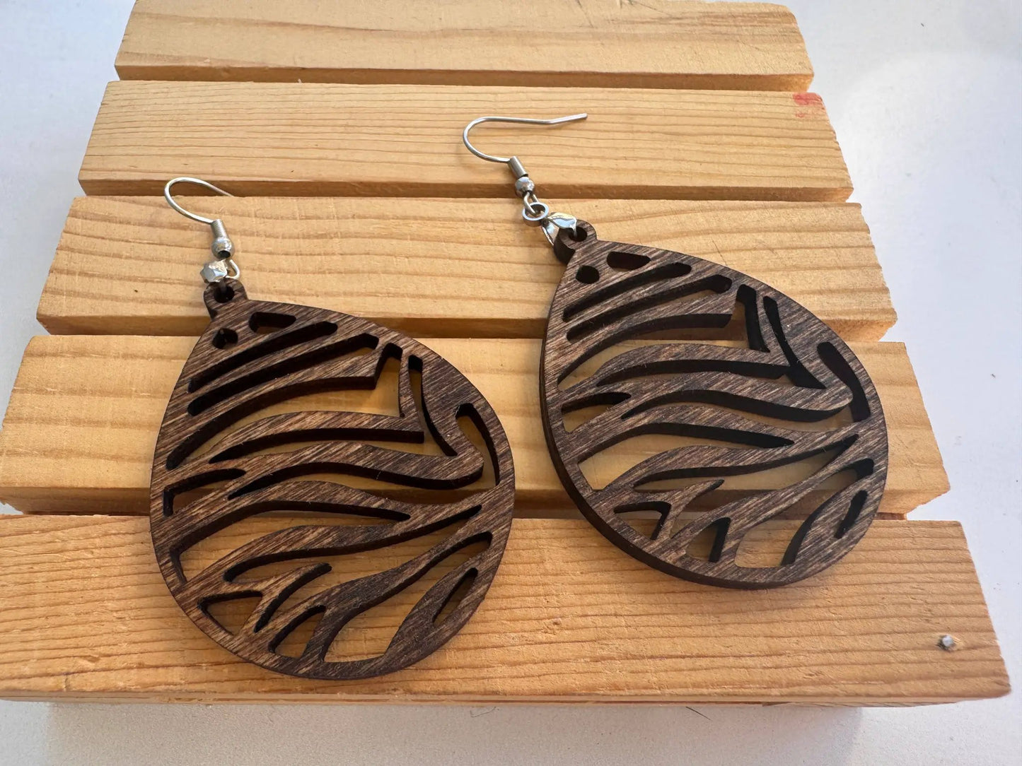 Truly Olive Lightweight Wooden Earrings - Earrings Dangle Earrings