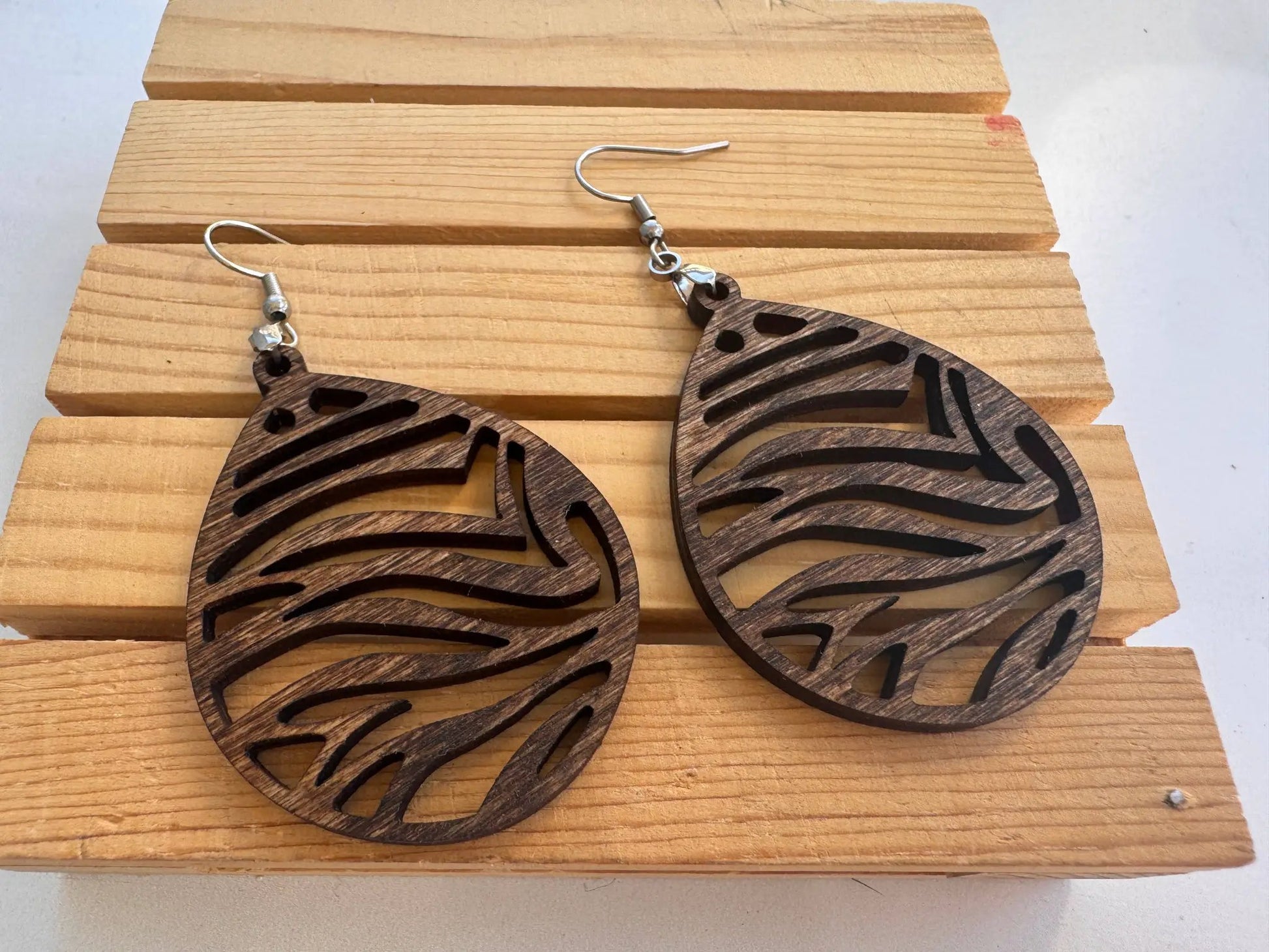 Truly Olive Lightweight Wooden Earrings - Earrings Dangle Earrings