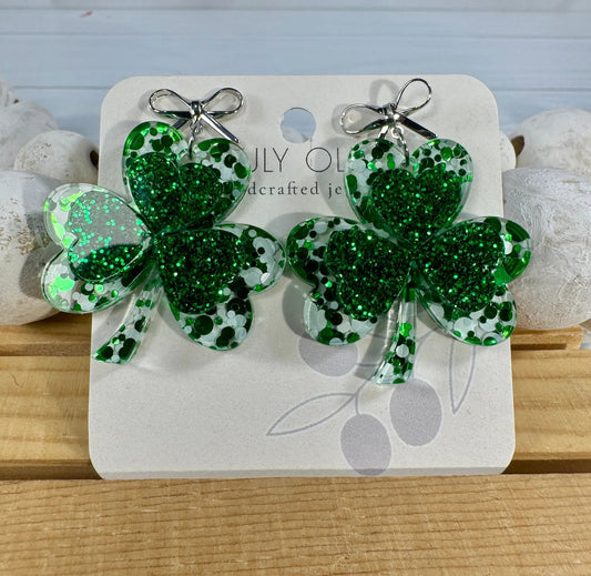 Trulyolive St Patty's Day 4 Leaf Clover Dangle Earrings - Earrings