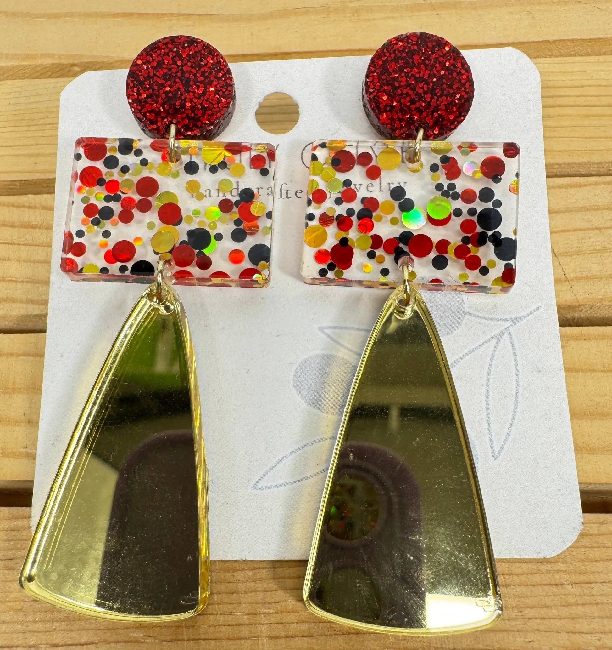 Truly Olive Gorgeous Red and Gold Long Christmas Holiday Earrings - Earrings Dangle Earrings