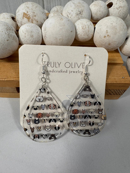 Truly Olive Adorable Acrylic Puppy Dog Face Earrings - Earrings Dangle Earrings