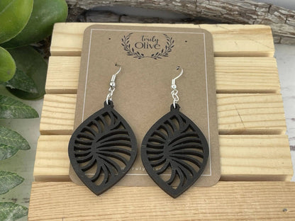 Truly Olive Stylish Geometric Wood Earrings - Earrings Dangle Earrings