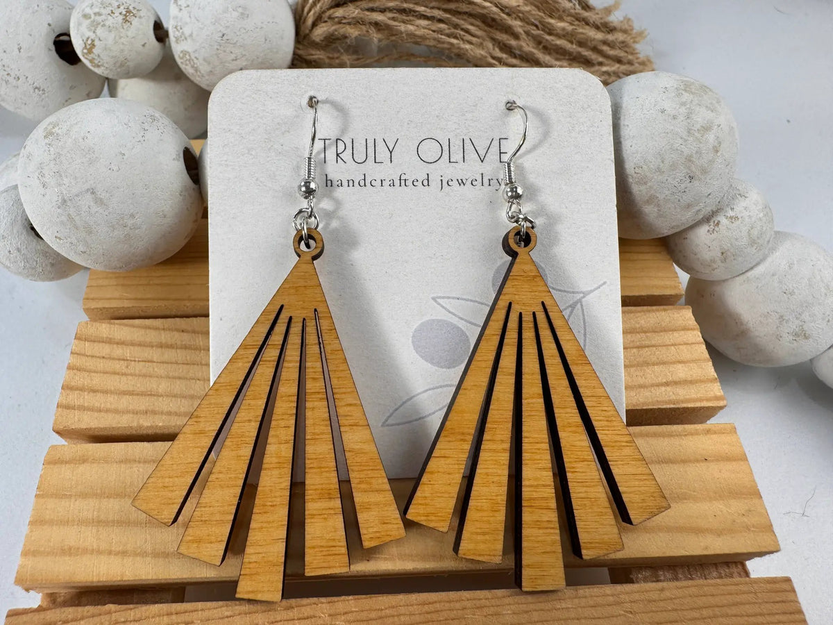 Truly Olive Wood Statement Earrings - Earrings Dangle Earrings