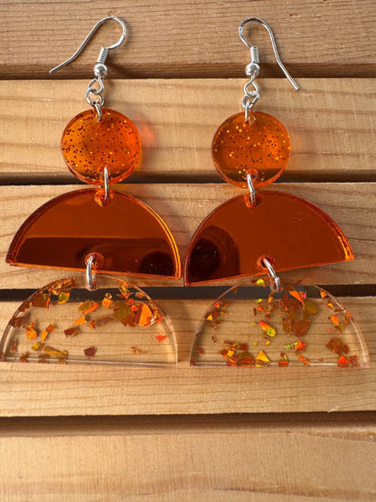 Truly Olive Orange Confetti Sparkle Dangle Earrings - Earrings Dangle Earrings