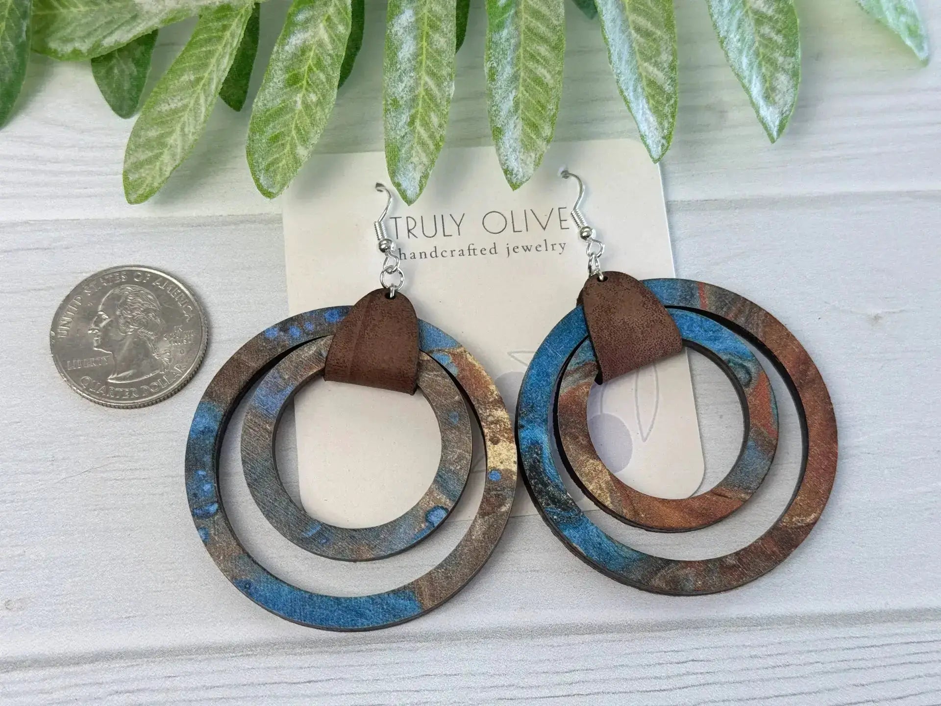 Truly Olive Colorful Blue Statement Hoop Earrings - Earrings Dangle Earrings