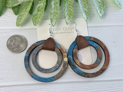 Truly Olive Colorful Blue Statement Hoop Earrings - Earrings Dangle Earrings