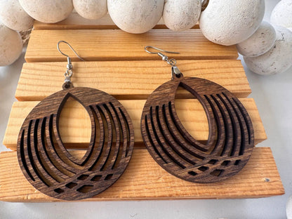 Truly Olive Circle Wooden Lightweight Earrings - Earrings Dangle Earrings