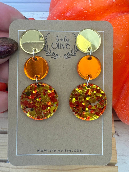 Truly Olive Dazzling Orange and Sparkly Fall Dangle Earrings - Earrings Dangle Earrings